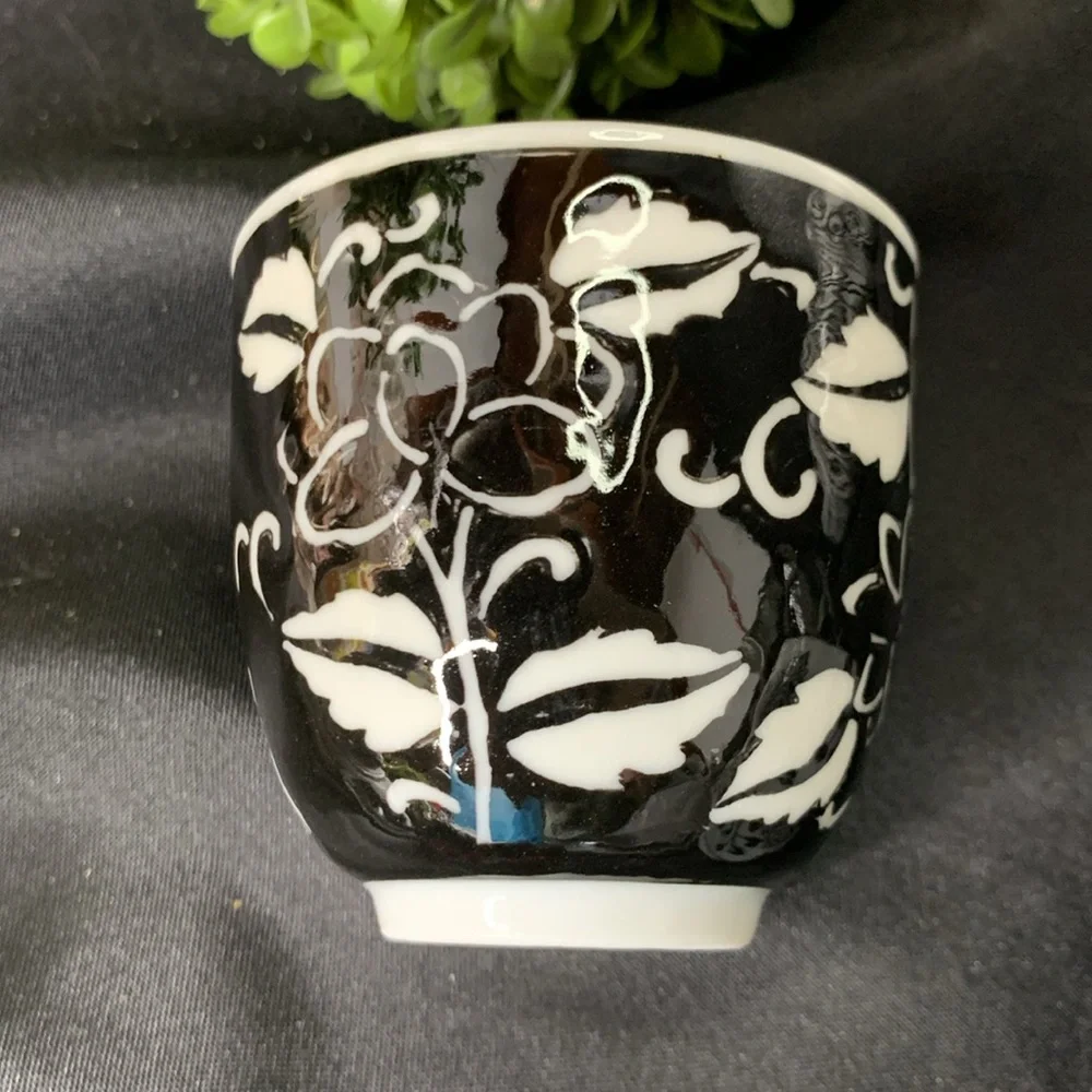 Pier 1 “Akina” porcelain black and white tea / saki set